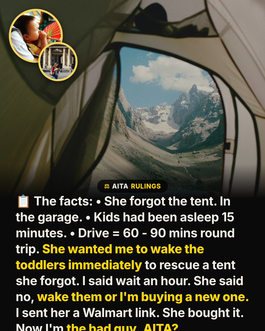 He Refused to Wake Sleeping Toddlers Over a Forgotten Tent