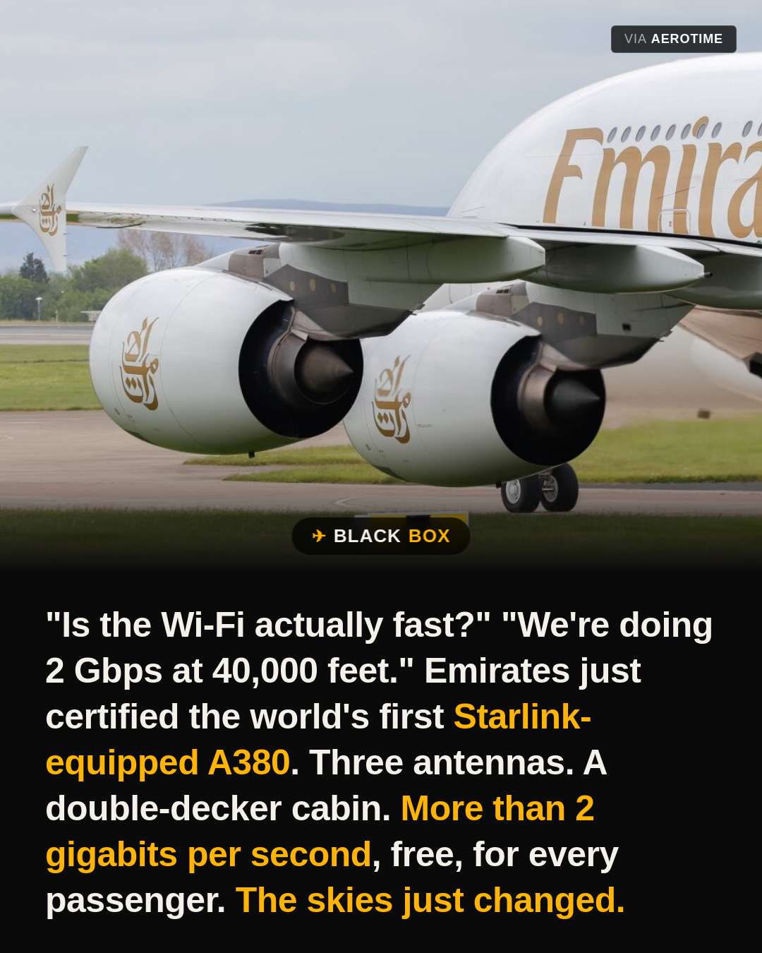 Emirates Puts Starlink on the A380, Here Is What That Means